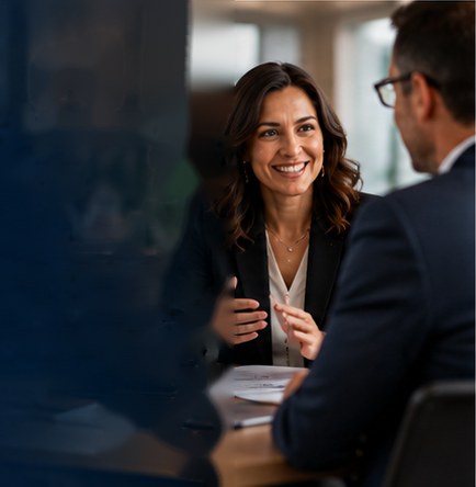 A Windsor advisor in conversation with a client across a meeting table